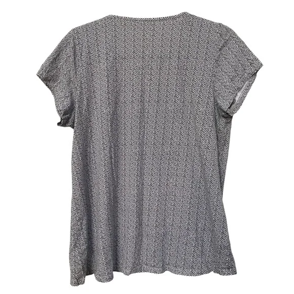 Lot of 2 J Jill Perfect Pima Patterned V-neck Tee T-Shirt Top size M Khaki Navy - Picture 7 of 9